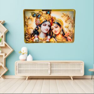 Radha krishna crystal Embedded  High Gloss Wall Painting.